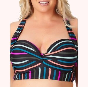 ⭐Terra & Sky Vibrant Striped Bikini Top 1X (16W-18W)